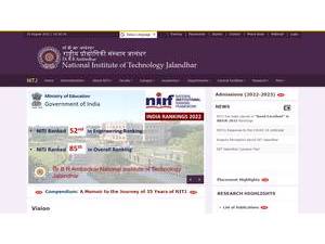 Dr. B R Ambedkar National Institute of Technology Jalandhar's Website Screenshot