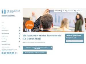 University of Applied Health Sciences, Bochum's Website Screenshot