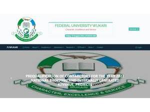 Federal University, Wukari's Website Screenshot