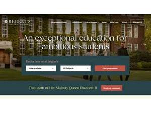 Regent's University London's Website Screenshot