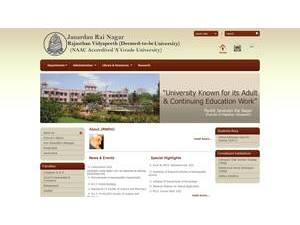 Janardan Rai Nagar Rajasthan Vidhyapeeth University's Website Screenshot