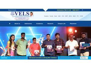 Vels University's Website Screenshot