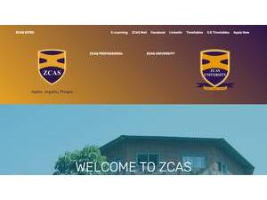 ZCAS University's Website Screenshot