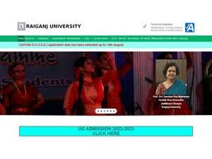 Raiganj University's Website Screenshot