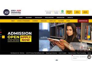 अर्का जैन विश्वविद्यालय's Website Screenshot