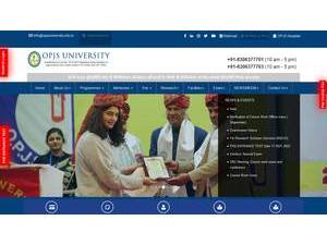 ओपीजेएस विश्वविद्यालय's Website Screenshot