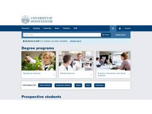 Universität Hohenheim's Website Screenshot