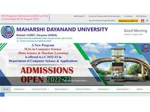 Maharishi Dayanand University's Website Screenshot