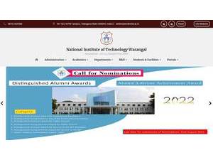 నేషనల్ ఇన్స్టిట్యూట్ ఆఫ్ టెక్నాలజీ, వరంగల్'s Website Screenshot
