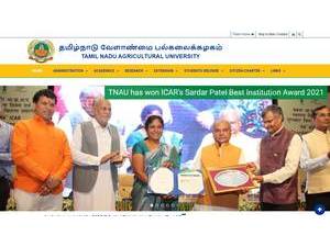 Tamil Nadu Agricultural University's Website Screenshot