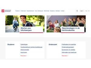 University of Antwerp's Website Screenshot