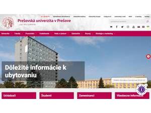 University of Prešov's Website Screenshot