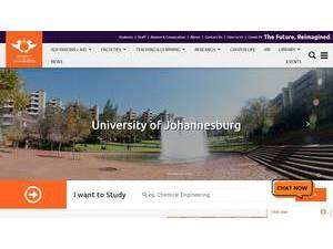 University of Johannesburg's Website Screenshot