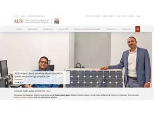 American University of Sharjah's Website Screenshot