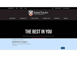 Saint Xavier University's Website Screenshot