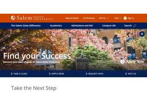 Salem State University's Website Screenshot