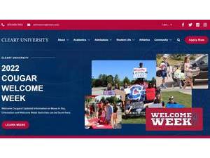 Cleary University's Website Screenshot