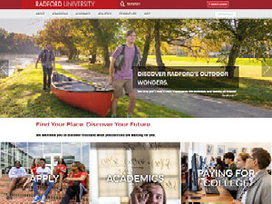 Radford University's Website Screenshot