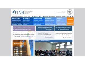 National University of the South's Website Screenshot